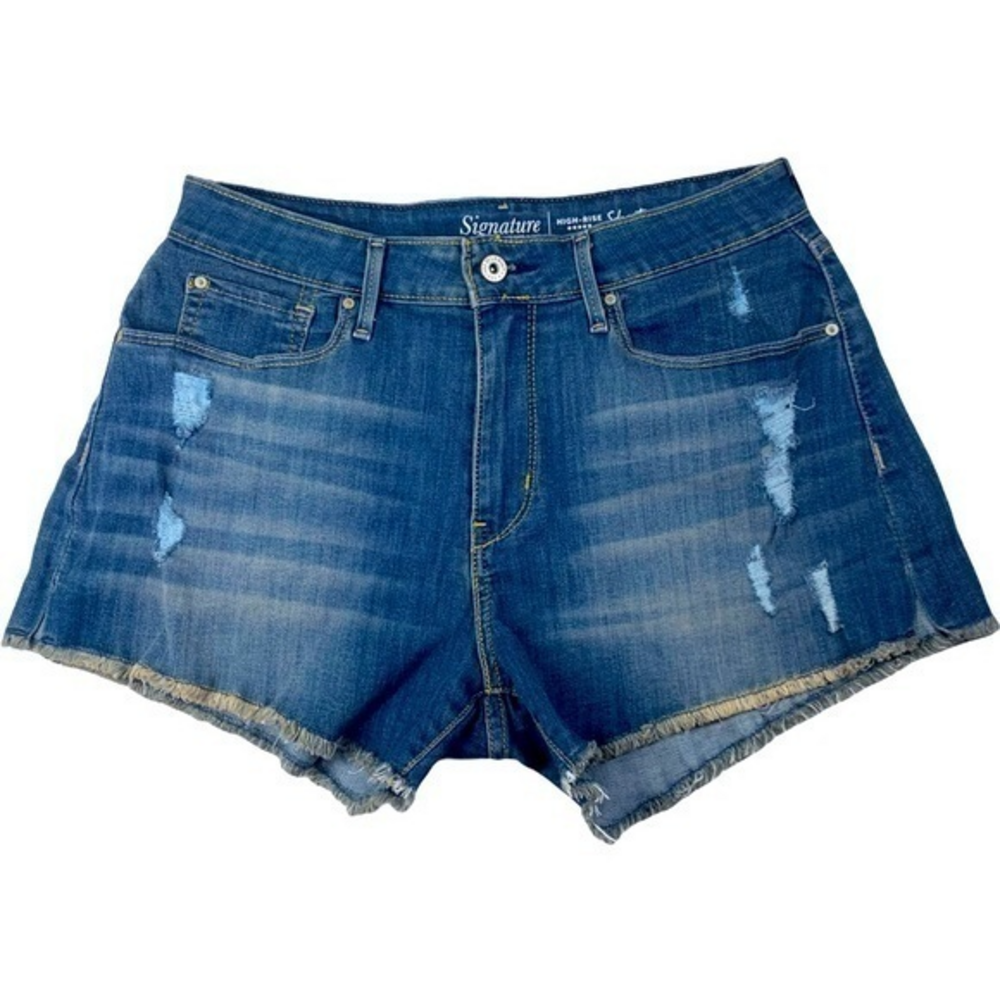 SIGNATURE by LEVI STRAUSS High-Rise Distressed Denim Jean‎ Shorts